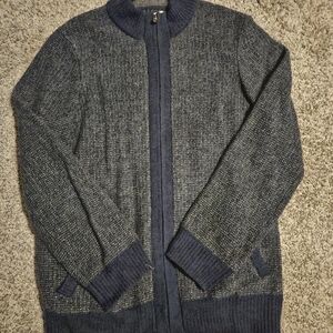 Joseph Men's Charcoal and Navy Zip-Up Sweater